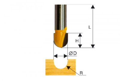 Превью Фреза пазовая Галтельная Ф 19 мм *32 mm/ R 9.5 mm / хвостовик 12 mm  /ЭНКОР