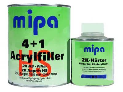 Грунт Акриловый Acryfiller HS 4:1 св.-серый 1л(1,75кг) + отверд. Н5 Hardener Extra fast(0.25л) Mipa