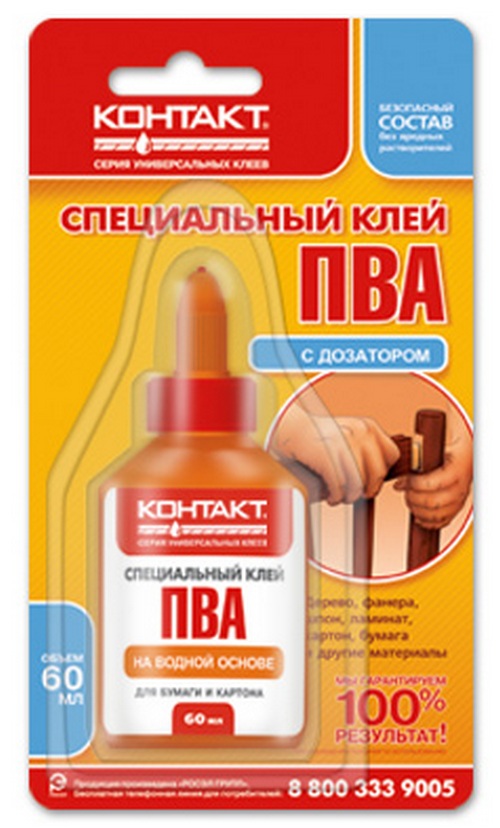 Картинка Клей  ПВА "КОНТАКТ" фас. 40 мл.. бл. арт КК 288-040 ПВ