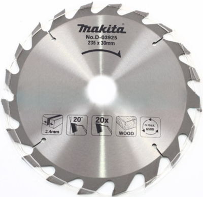 Превью Диск пильный Standart,ф235х30\25,4\25х1,6мм,20зуб,д\дерева/ makita